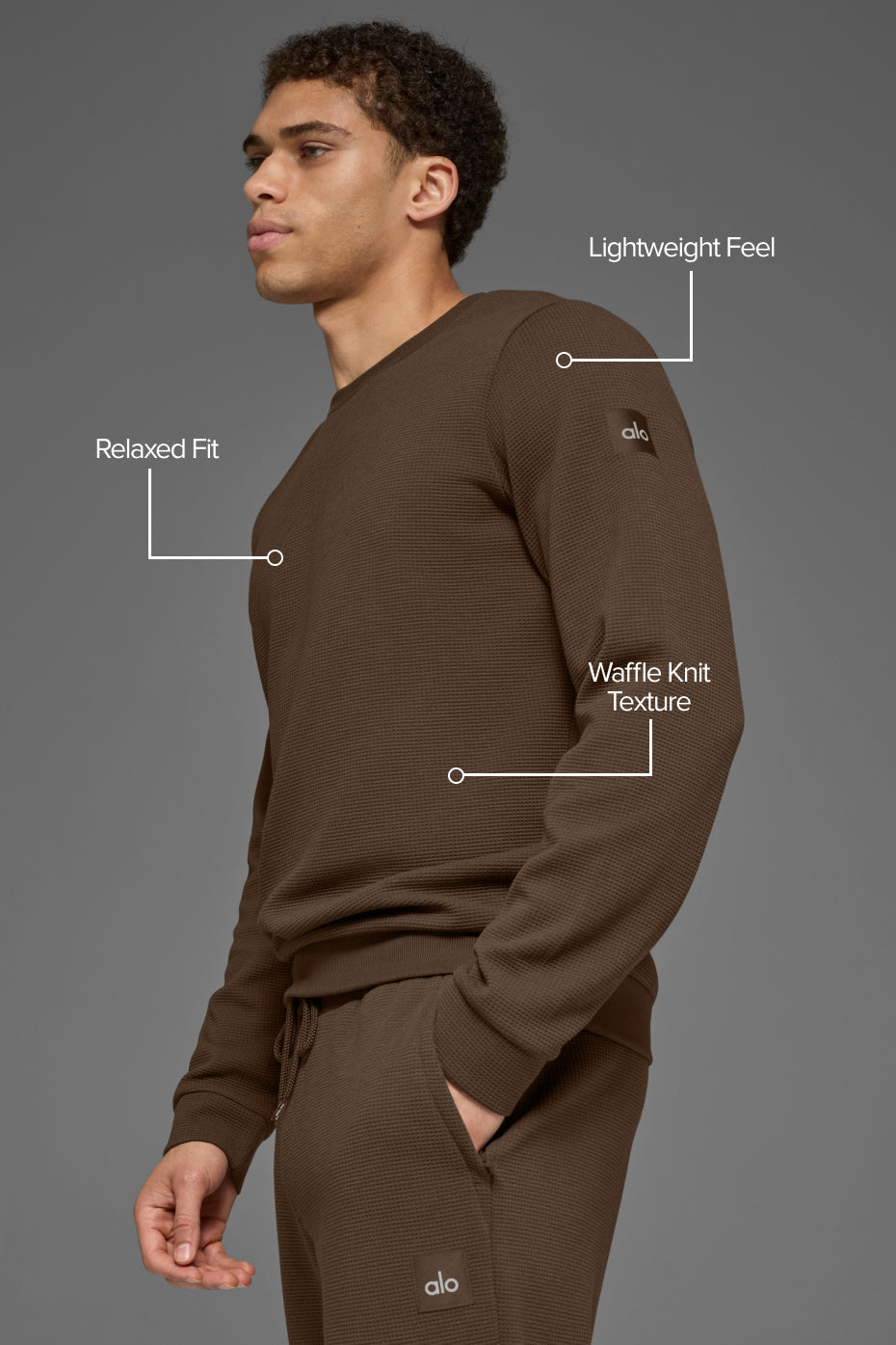 Waffle Lounge Long Sleeve Crew - Espresso — photo 2