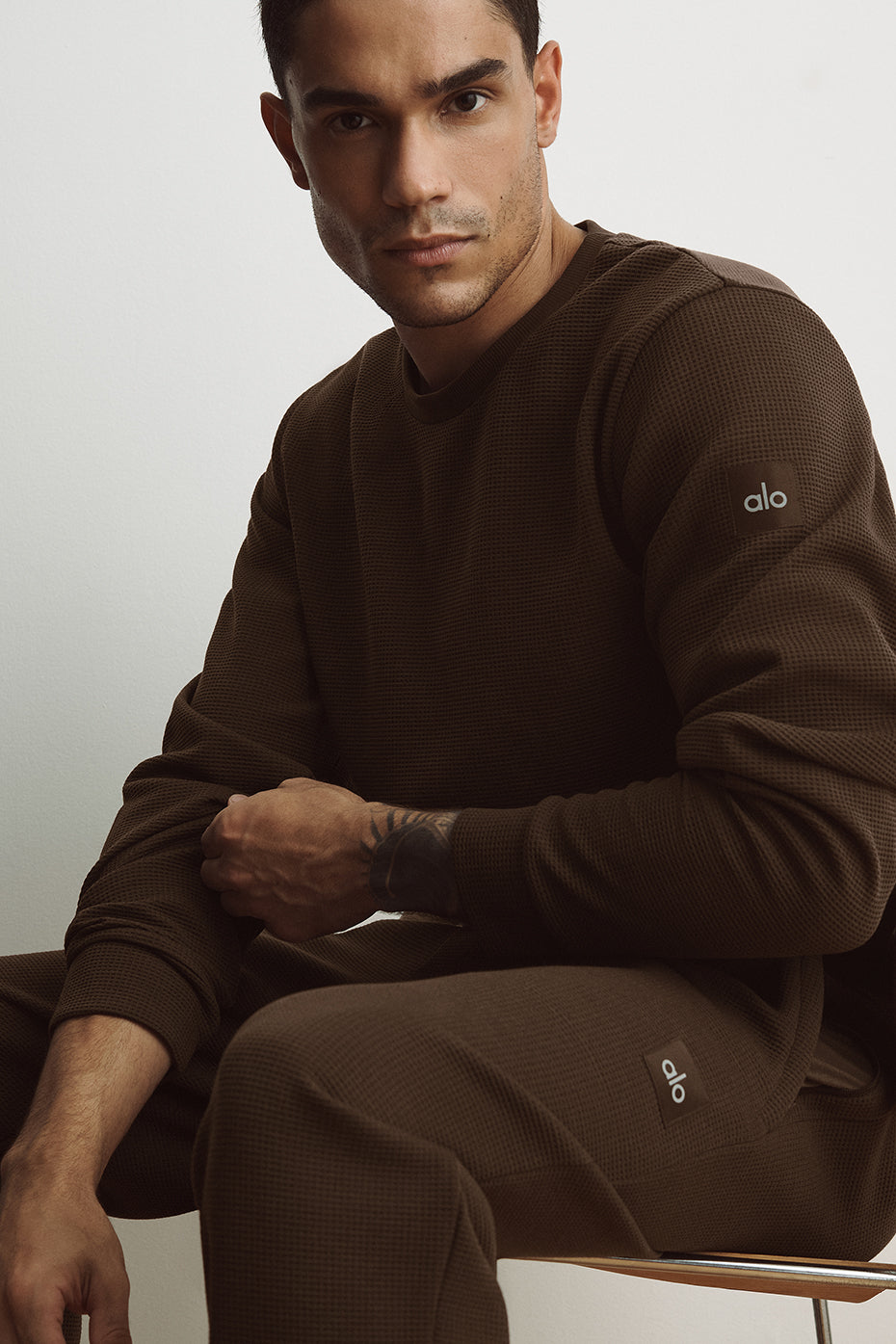 Waffle Lounge Long Sleeve Crew - Espresso — photo 1