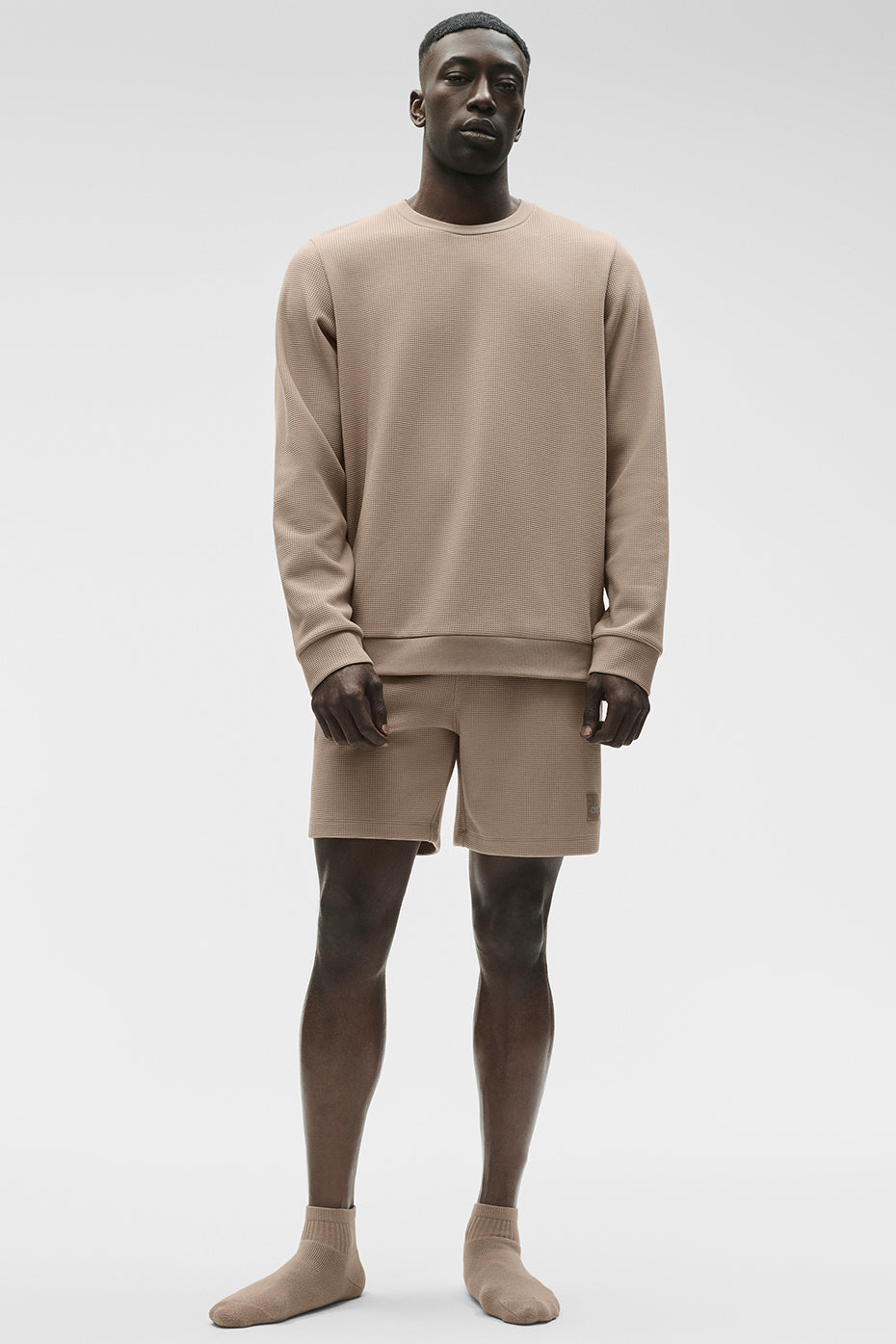 Waffle Lounge Long Sleeve Crew - Gravel — photo 5