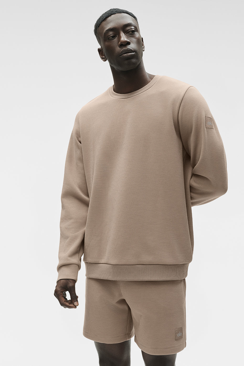 Waffle Lounge Long Sleeve Crew - Gravel — photo 4