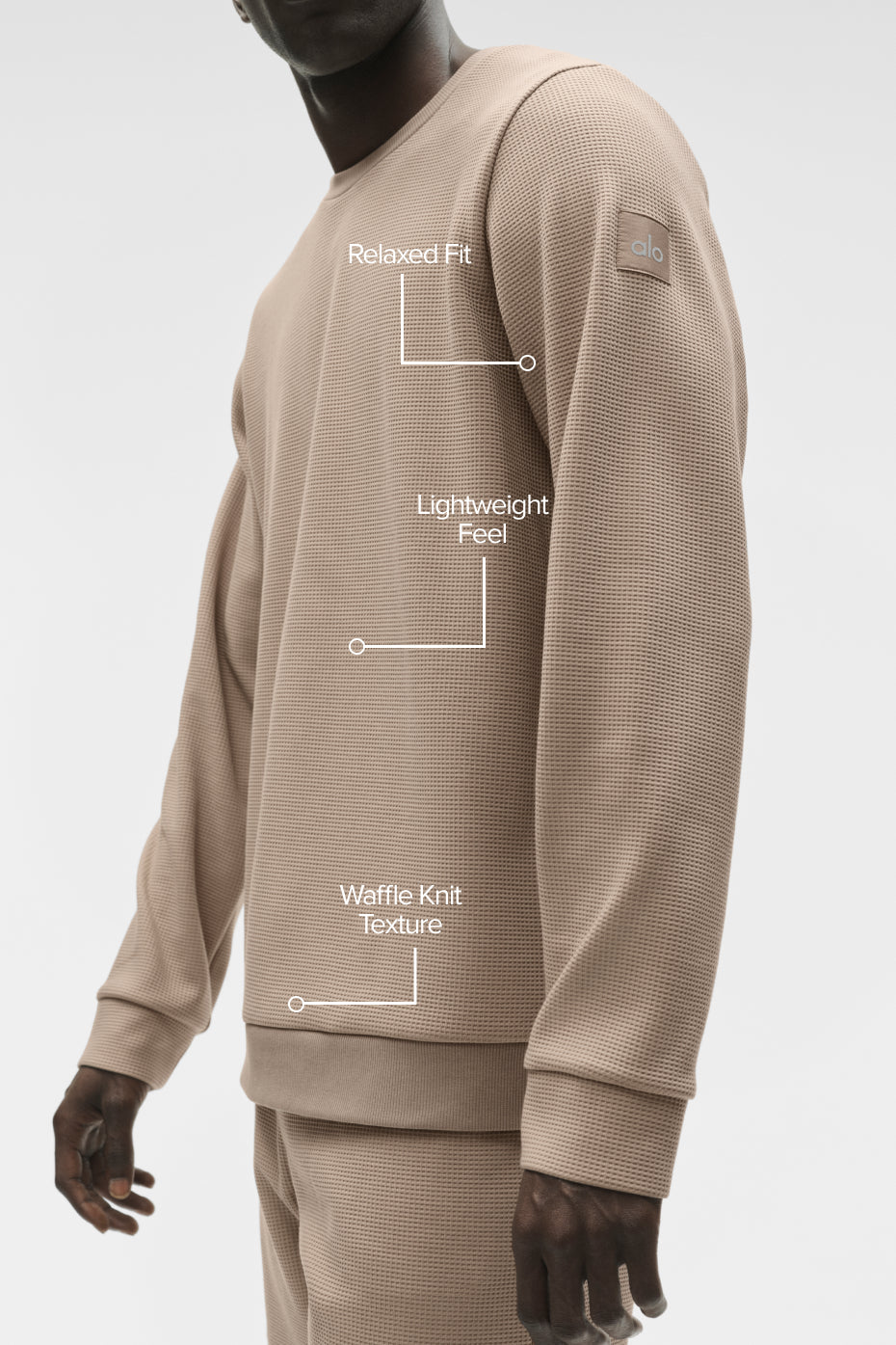 Waffle Lounge Long Sleeve Crew - Gravel — photo 2