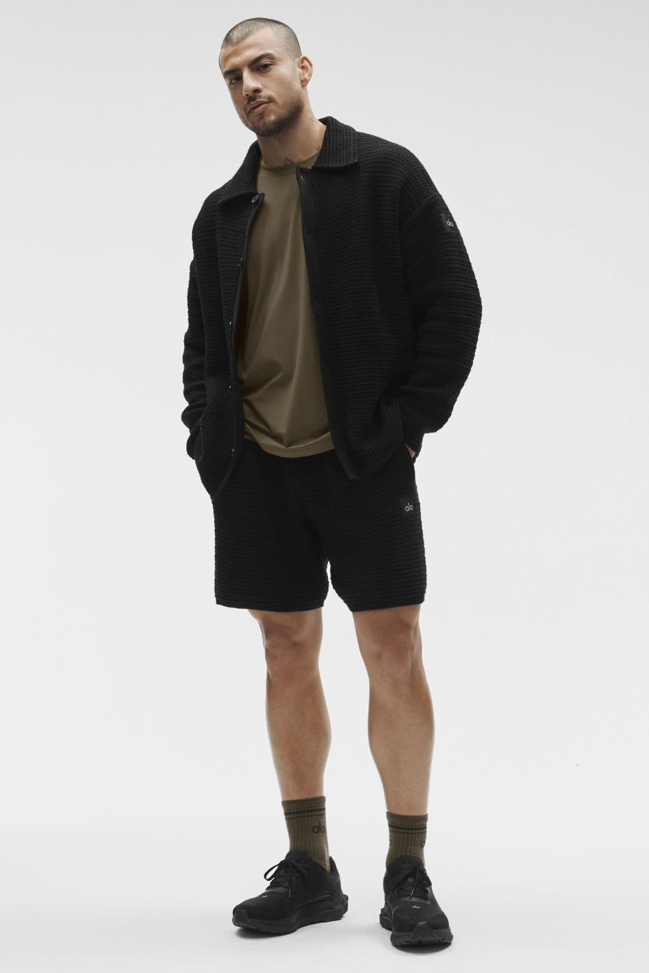Shift Knit Button Up Long Sleeve - Black — photo 5