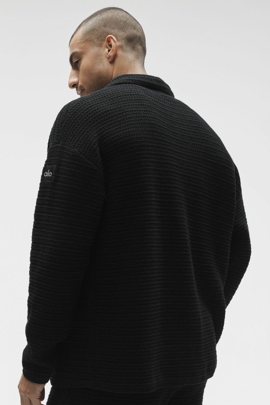 Shift Knit Button Up Long Sleeve - Black — photo 4