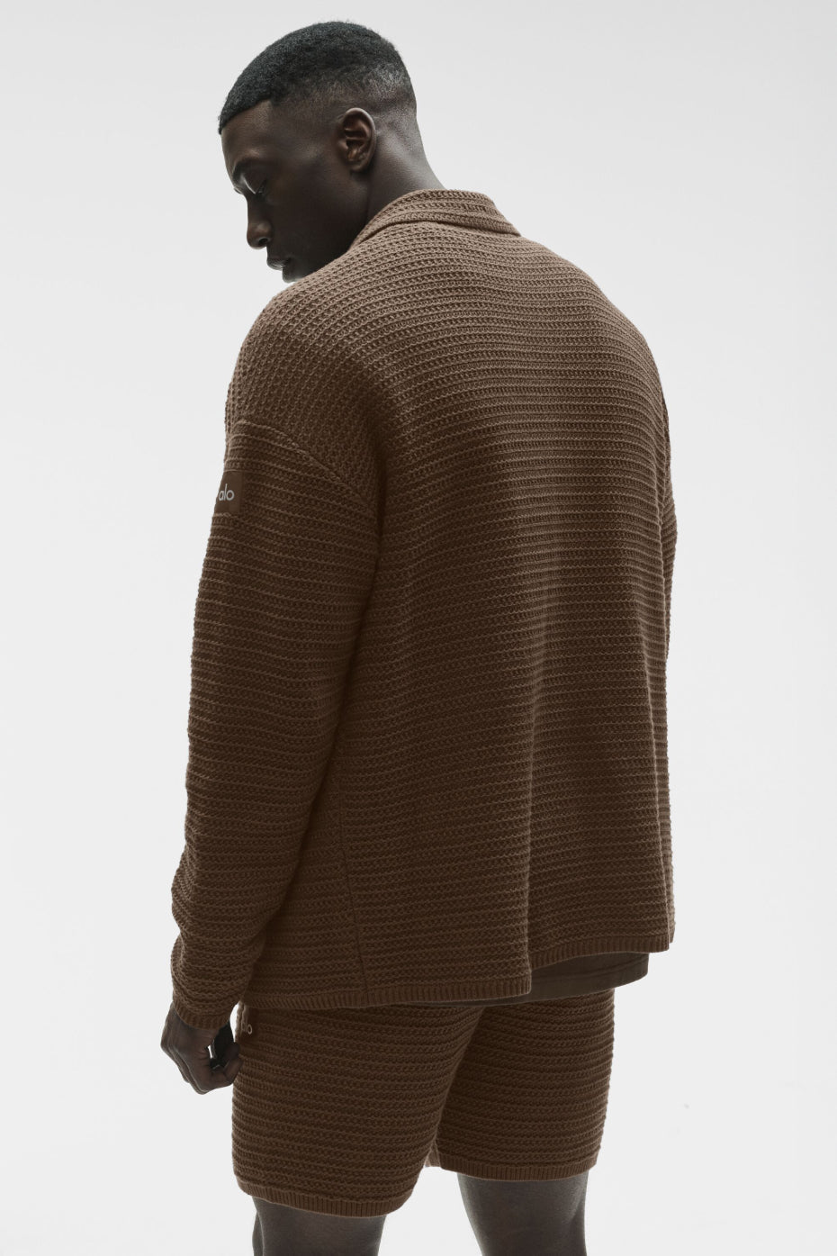 Shift Knit Button Up Long Sleeve - Espresso — photo 4