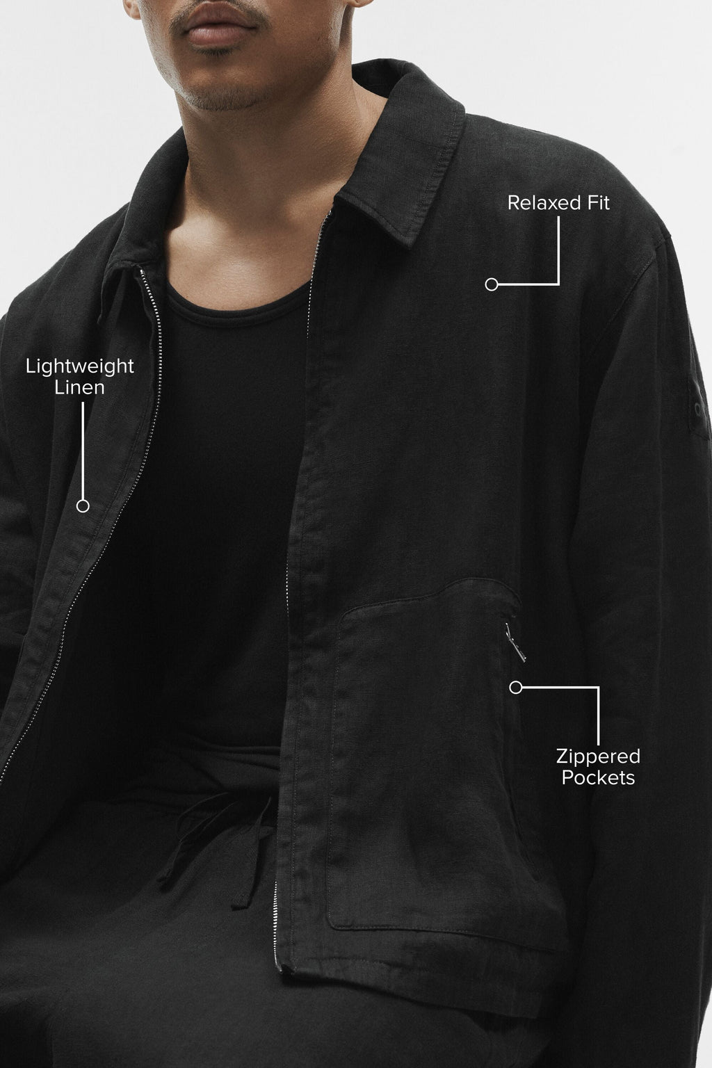 Linen Days Full Zip Jacket - Black — photo 2