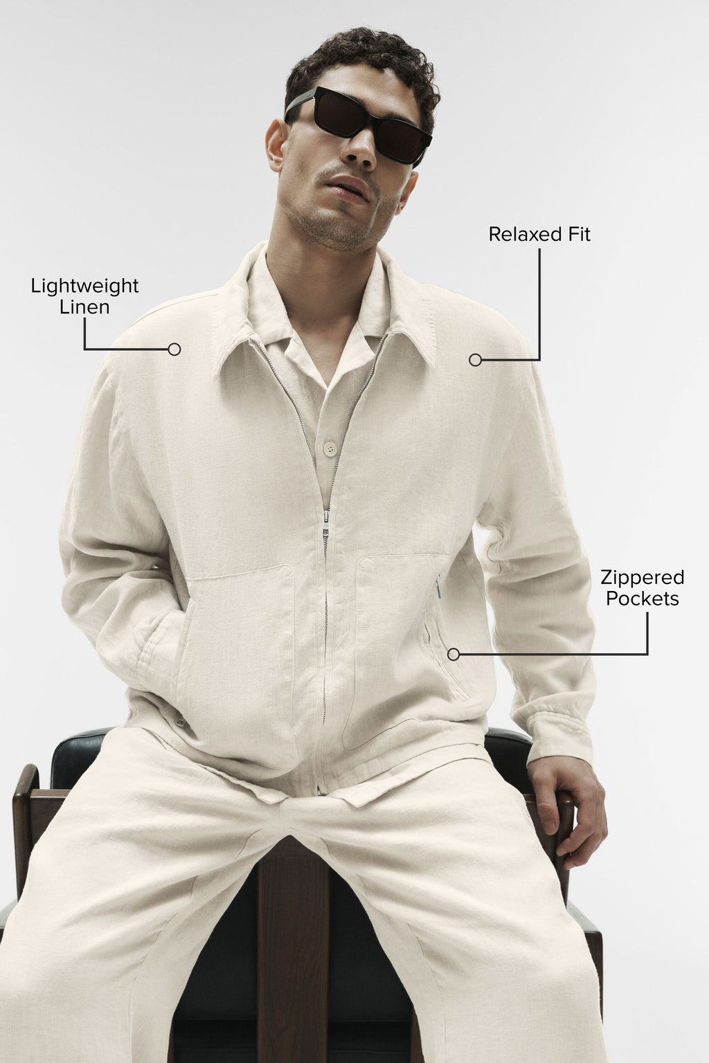 Linen Days Full Zip Jacket - Bone — photo 2