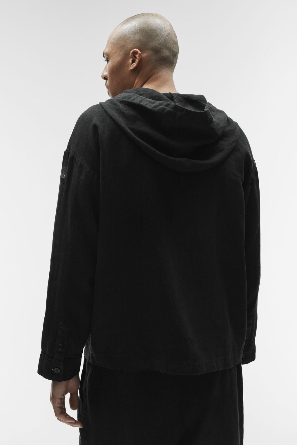Linen Days Button Up Hoodie - Black — photo 4