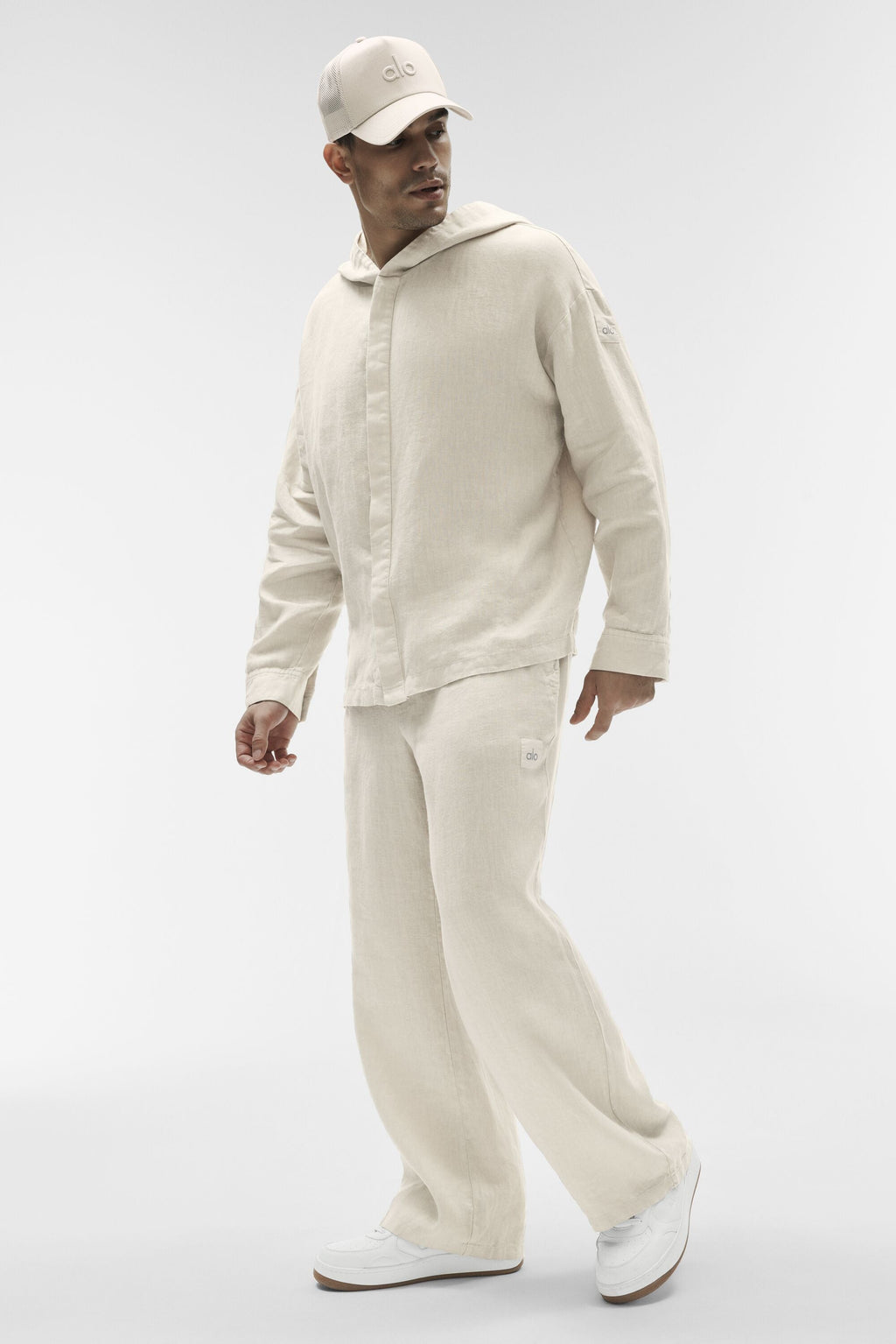 Linen Days Button Up Hoodie - Bone — photo 5