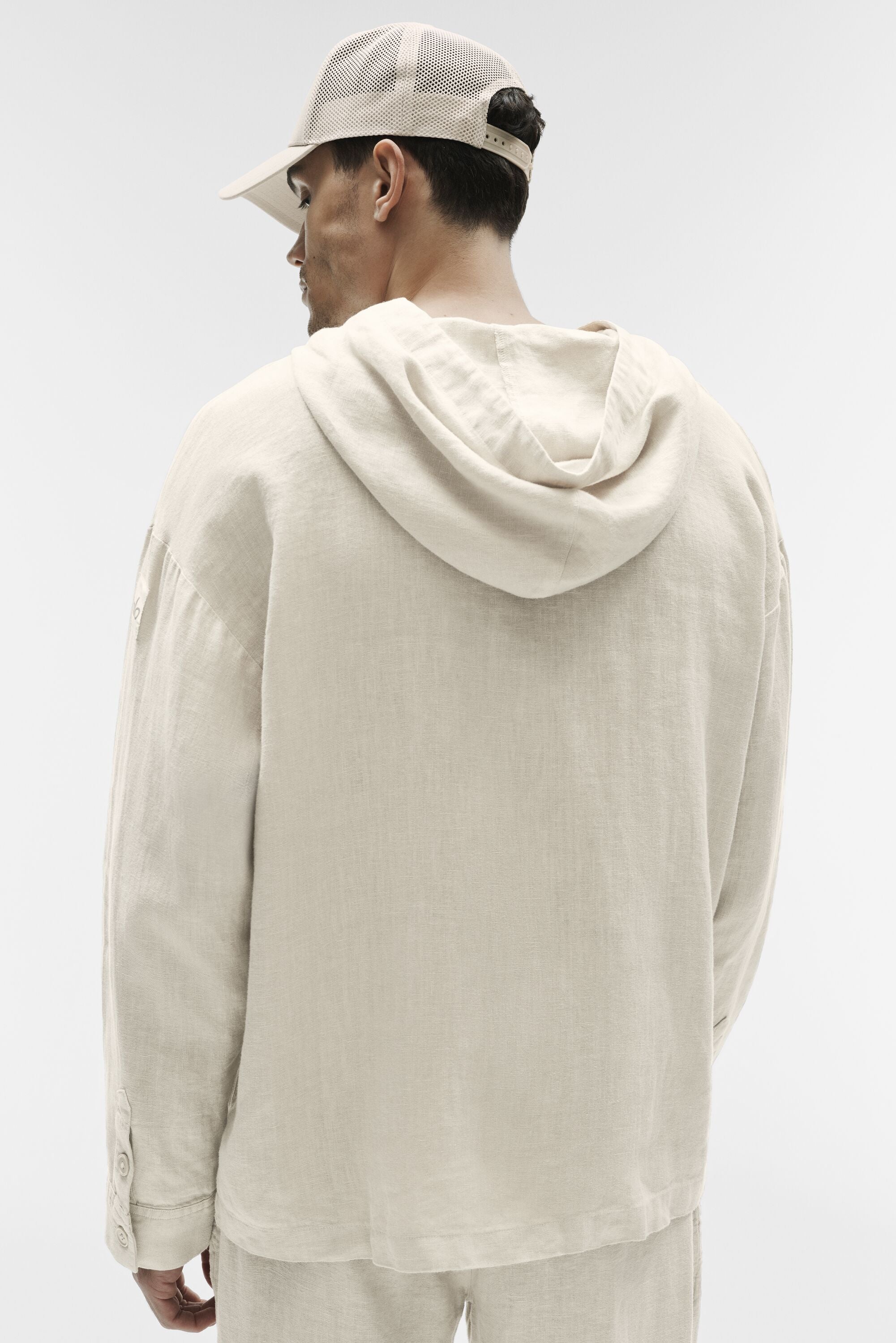 Linen Days Button Up Hoodie - Bone — photo 4