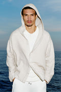Linen Days Button Up Hoodie - Bone — photo 1