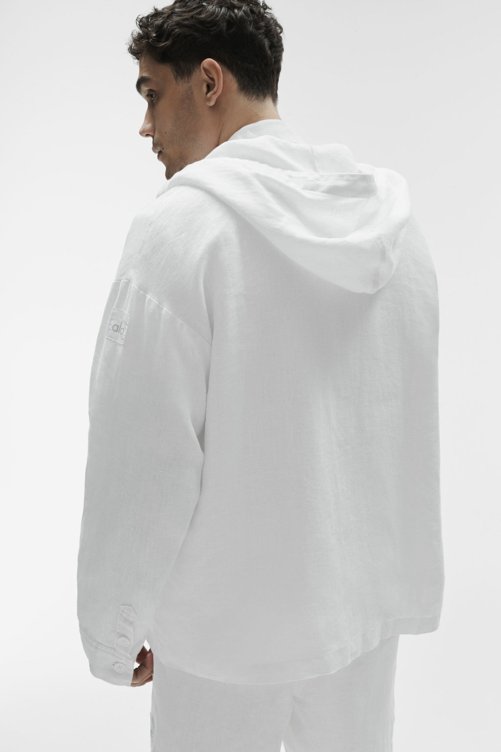 Linen Days Button Up Hoodie - White — photo 4