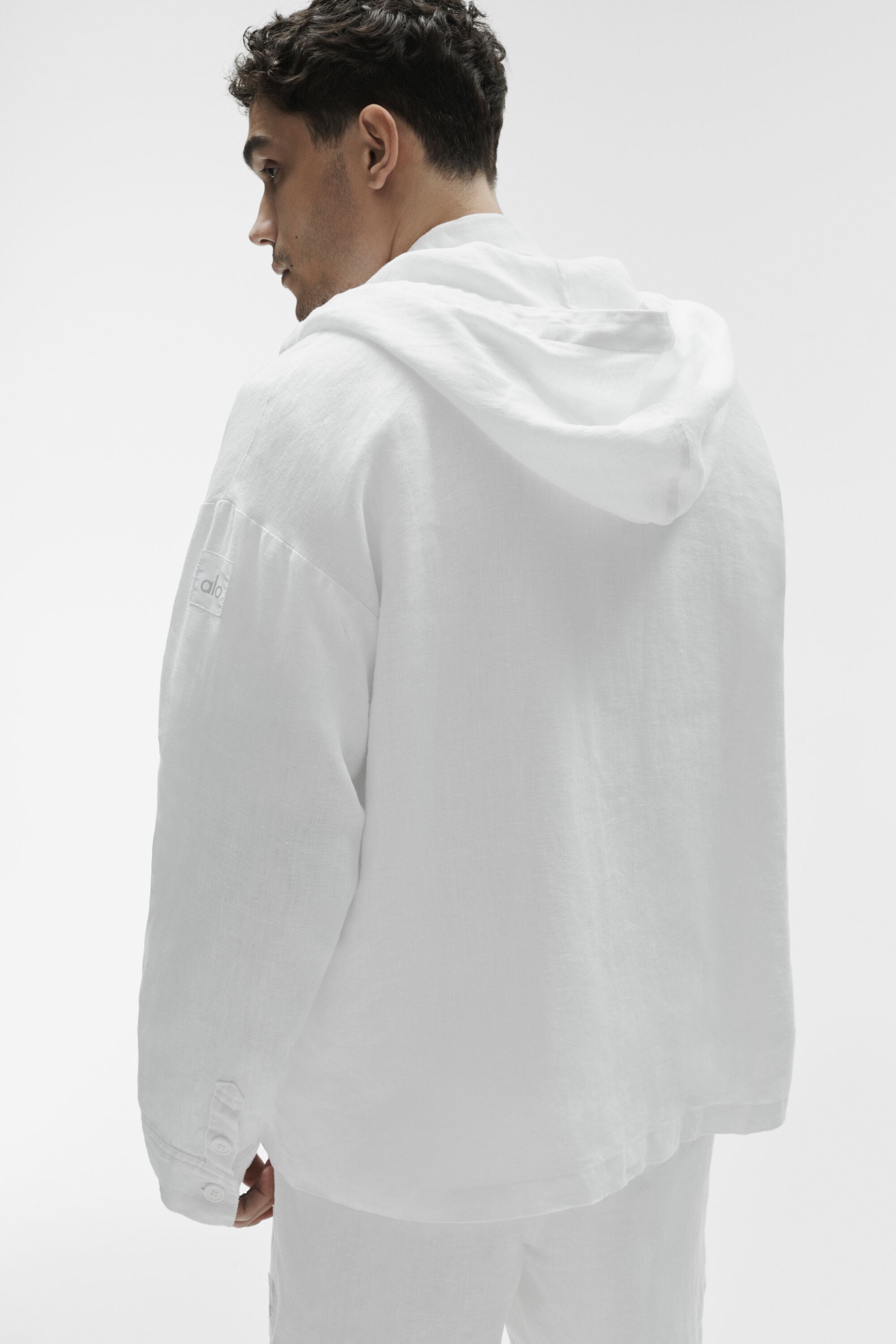 Linen Days Button Up Hoodie - White — photo 4