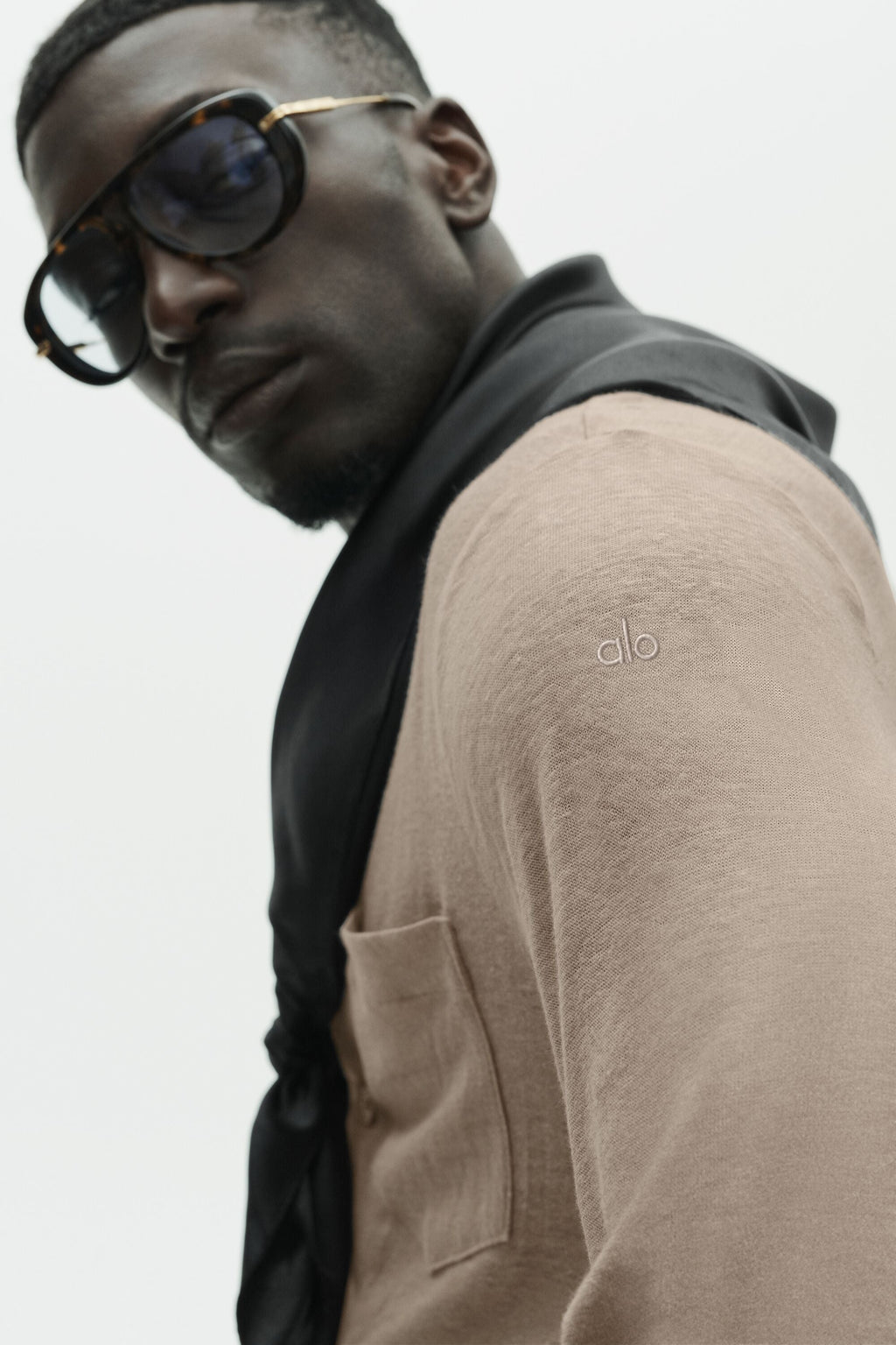 Linen Jersey Coastal Long Sleeve Button Up - Gravel — photo 3