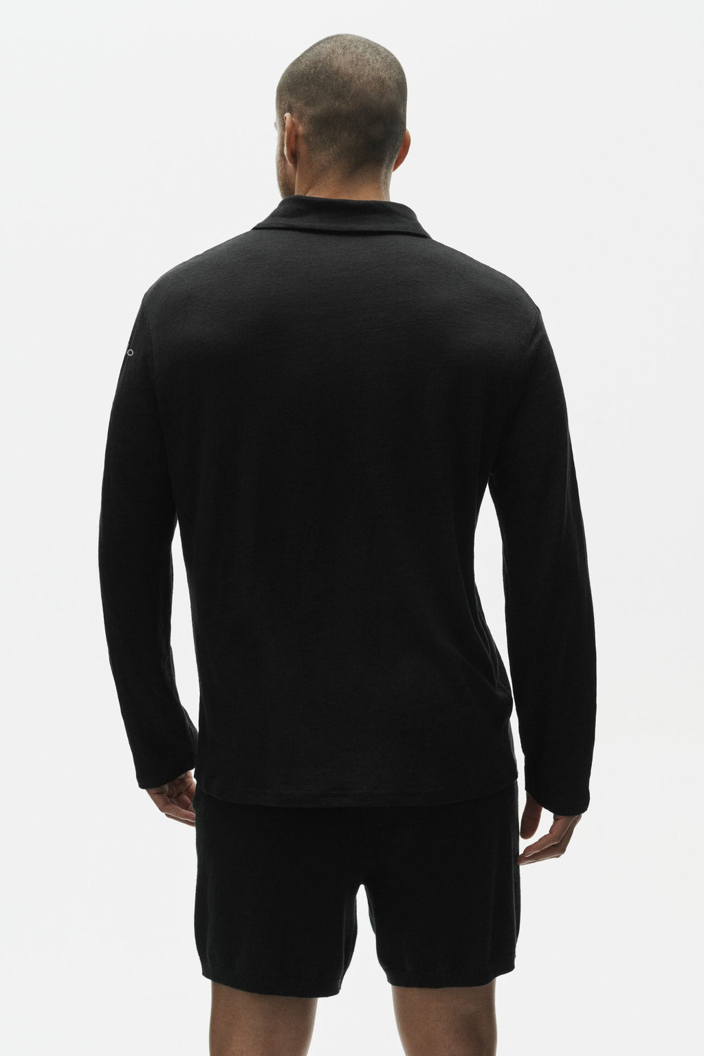 Linen Jersey Coastal Long Sleeve Pullover - Black — photo 2