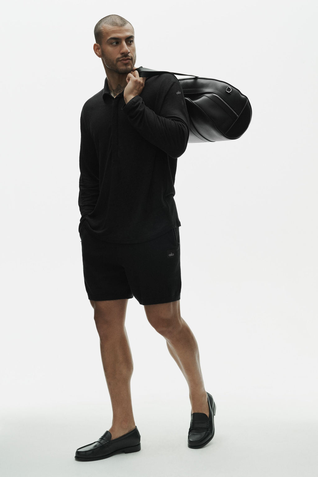 Linen Jersey Coastal Long Sleeve Pullover - Black — photo 4