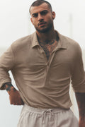 Linen Jersey Coastal Long Sleeve Pullover - Gravel — photo 1