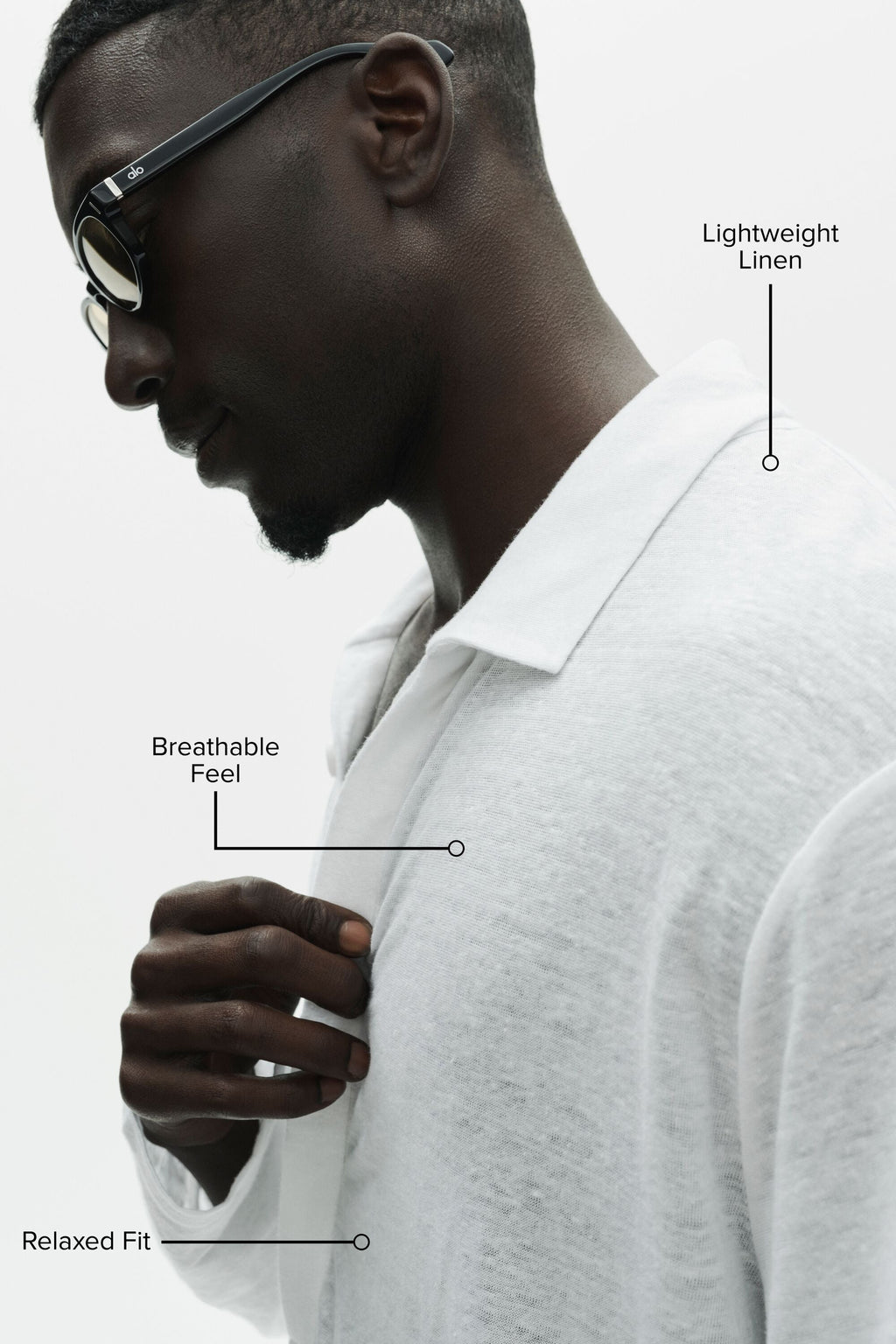 Linen Jersey Coastal Long Sleeve Pullover - White — photo 2
