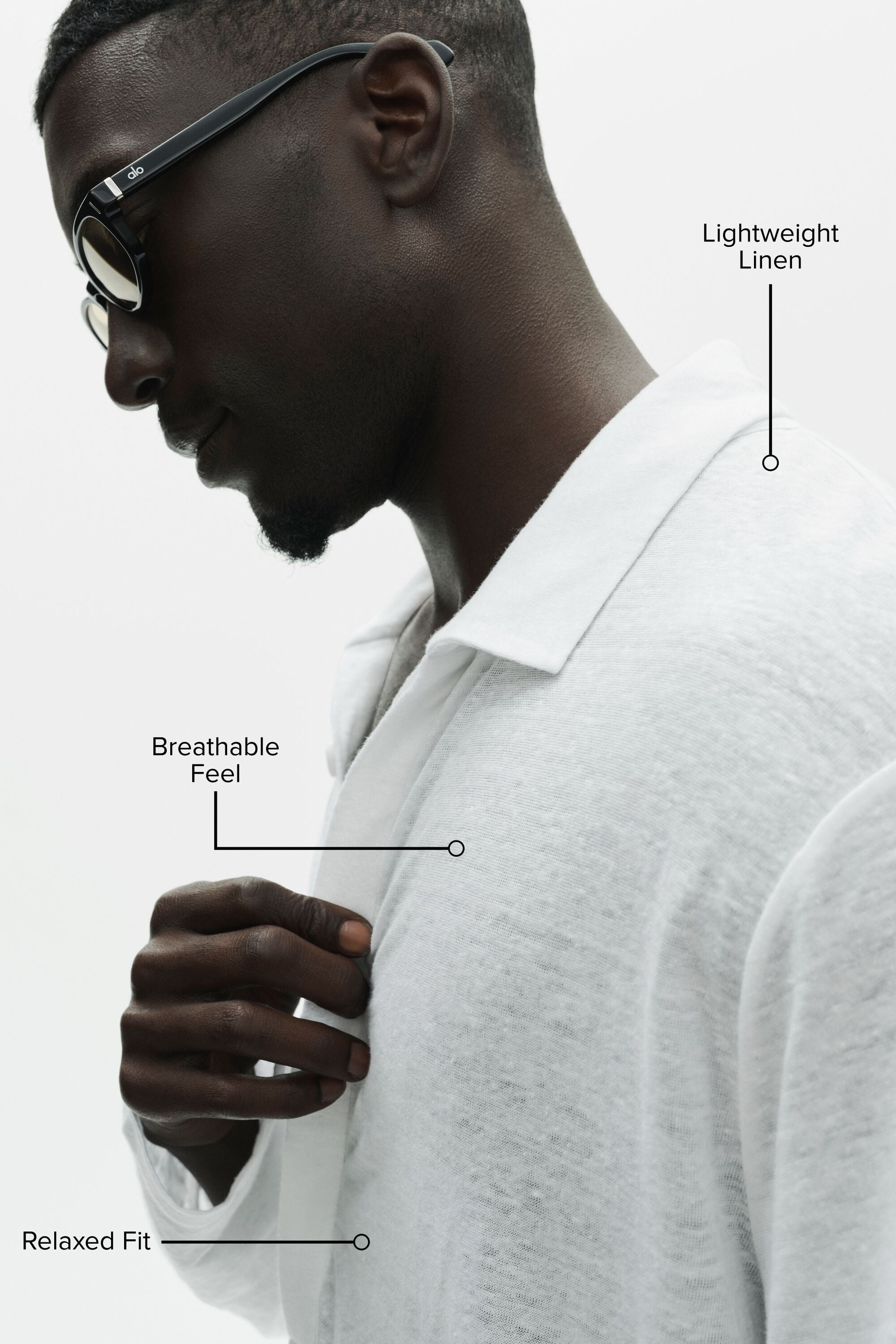 Linen Jersey Coastal Long Sleeve Pullover - White — photo 2