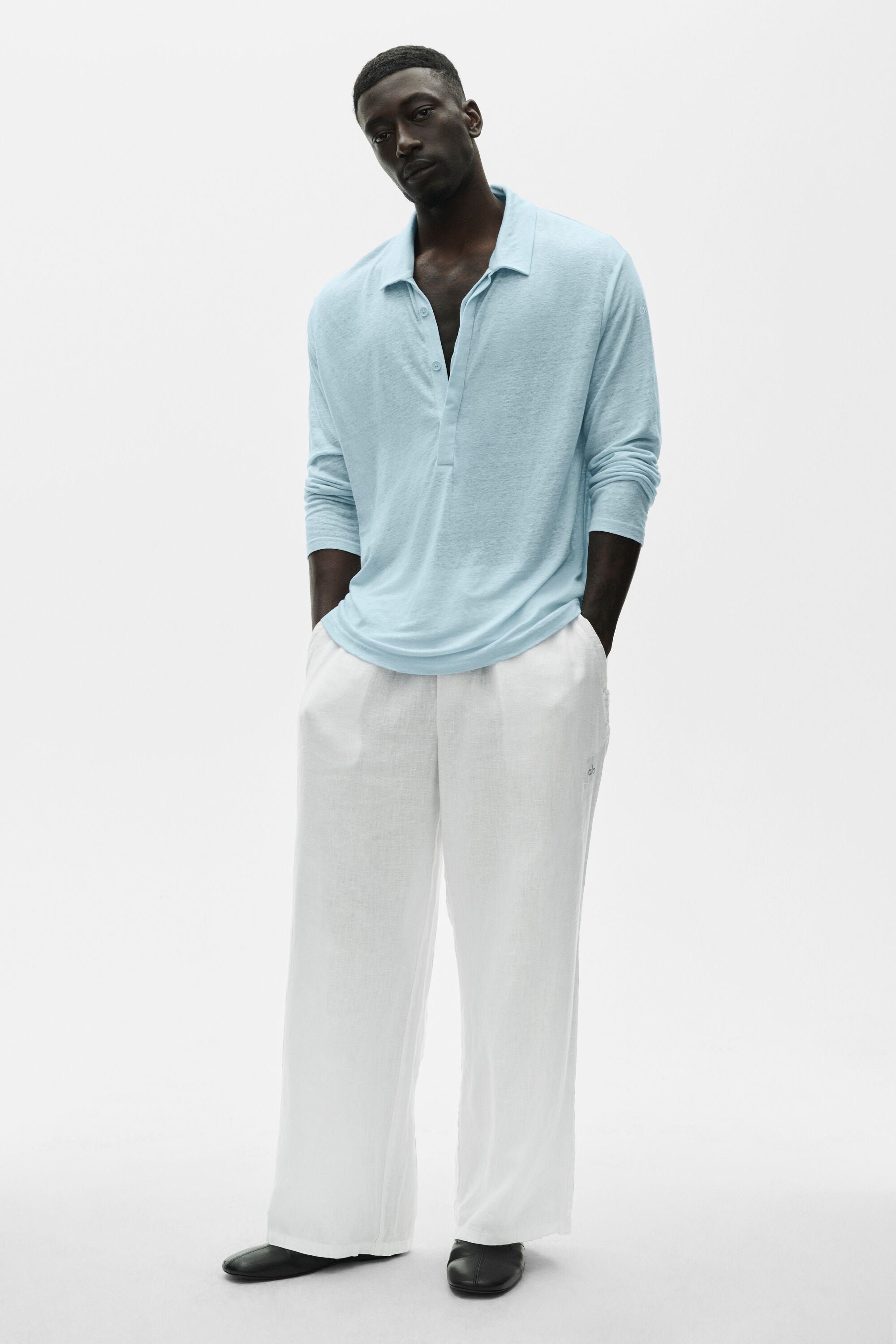 Linen Jersey Coastal Long Sleeve Pullover - Seaside Blue — photo 5