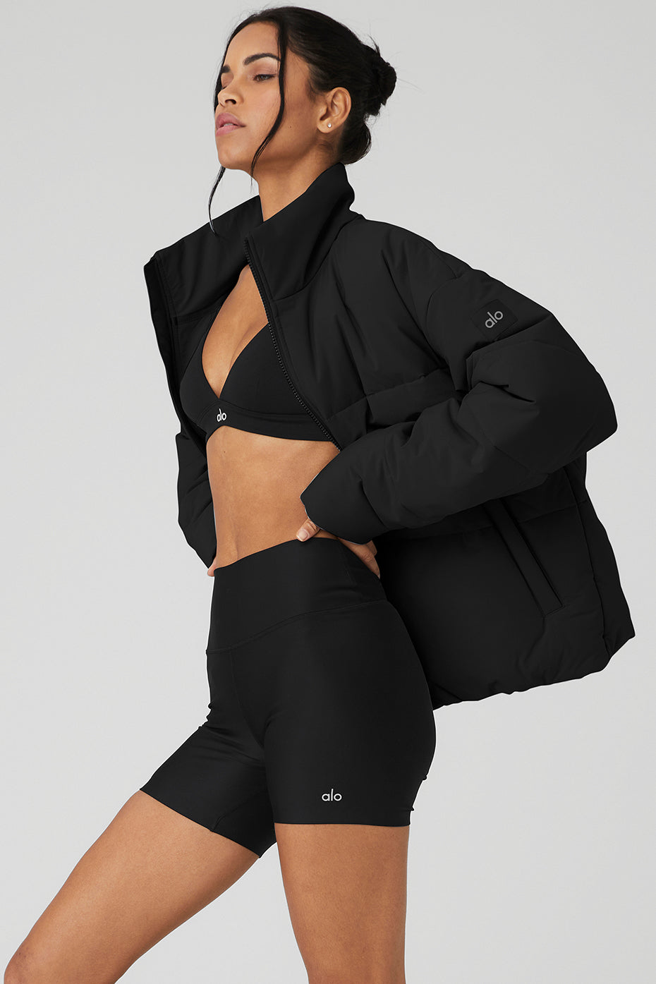 Stretch Woven Street Puffer - Black — photo 3