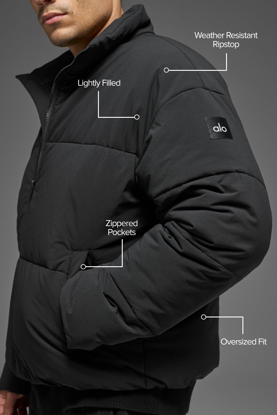Stretch Woven Street Puffer - Black — photo 2