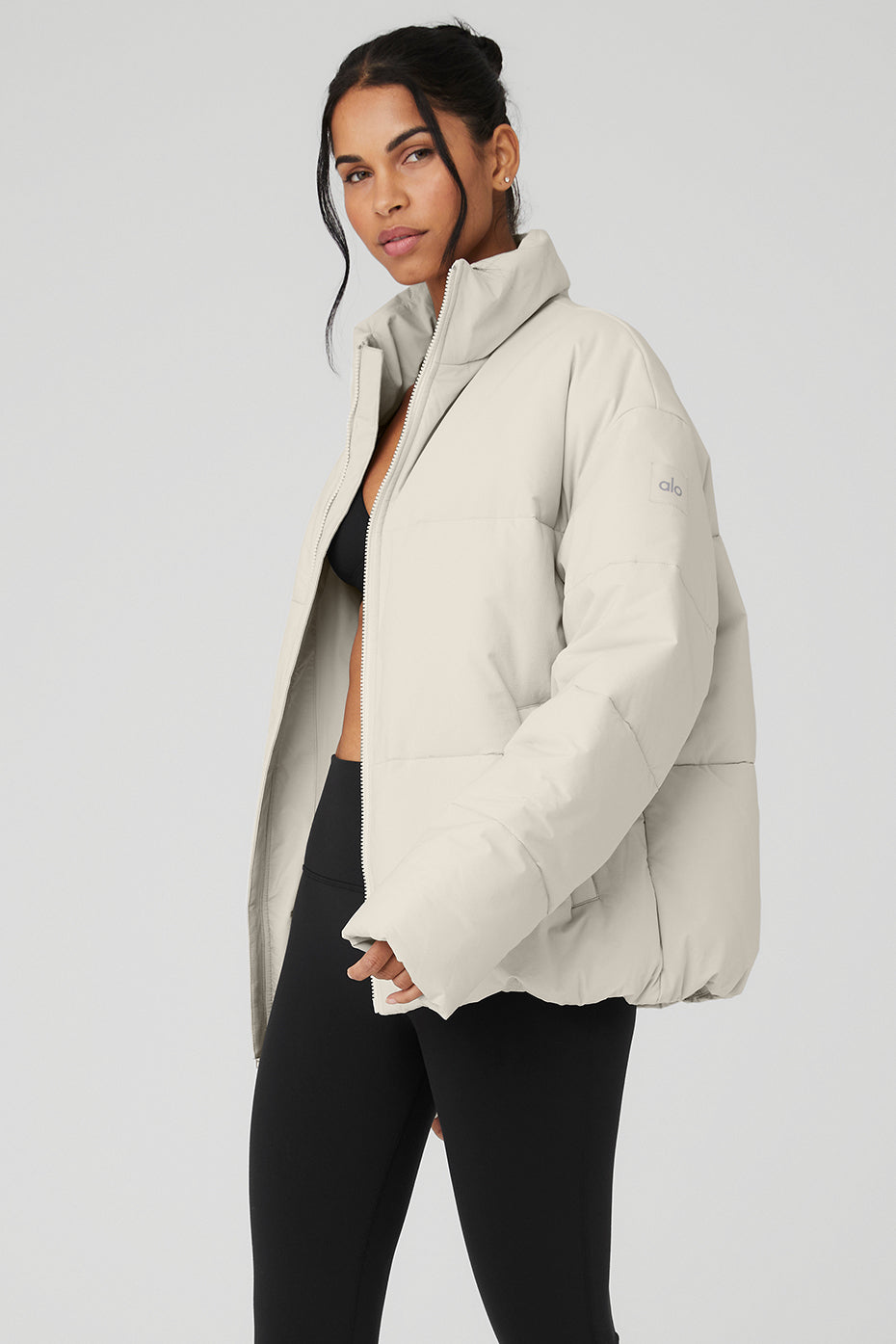 Stretch Woven Street Puffer - Bone — photo 3