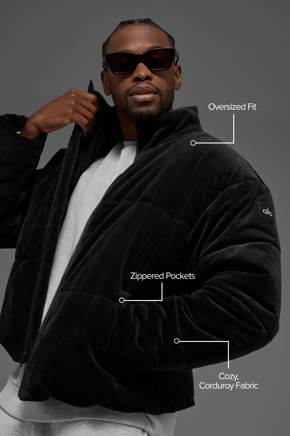 Corduroy Stage Puffer - Black — photo 2