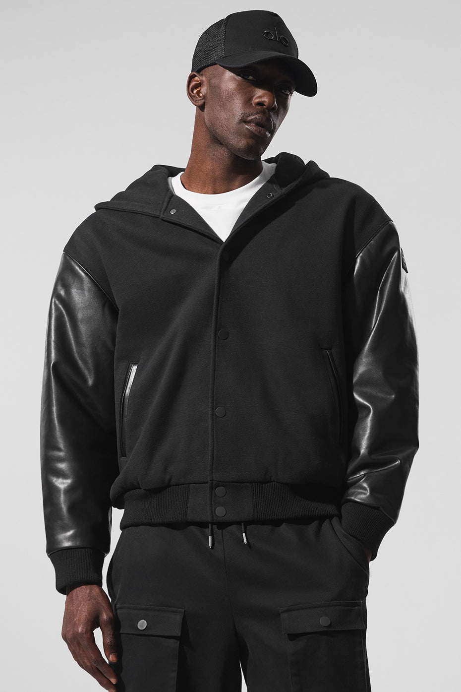 Select Hooded Bomber Jacket - Black — photo 1