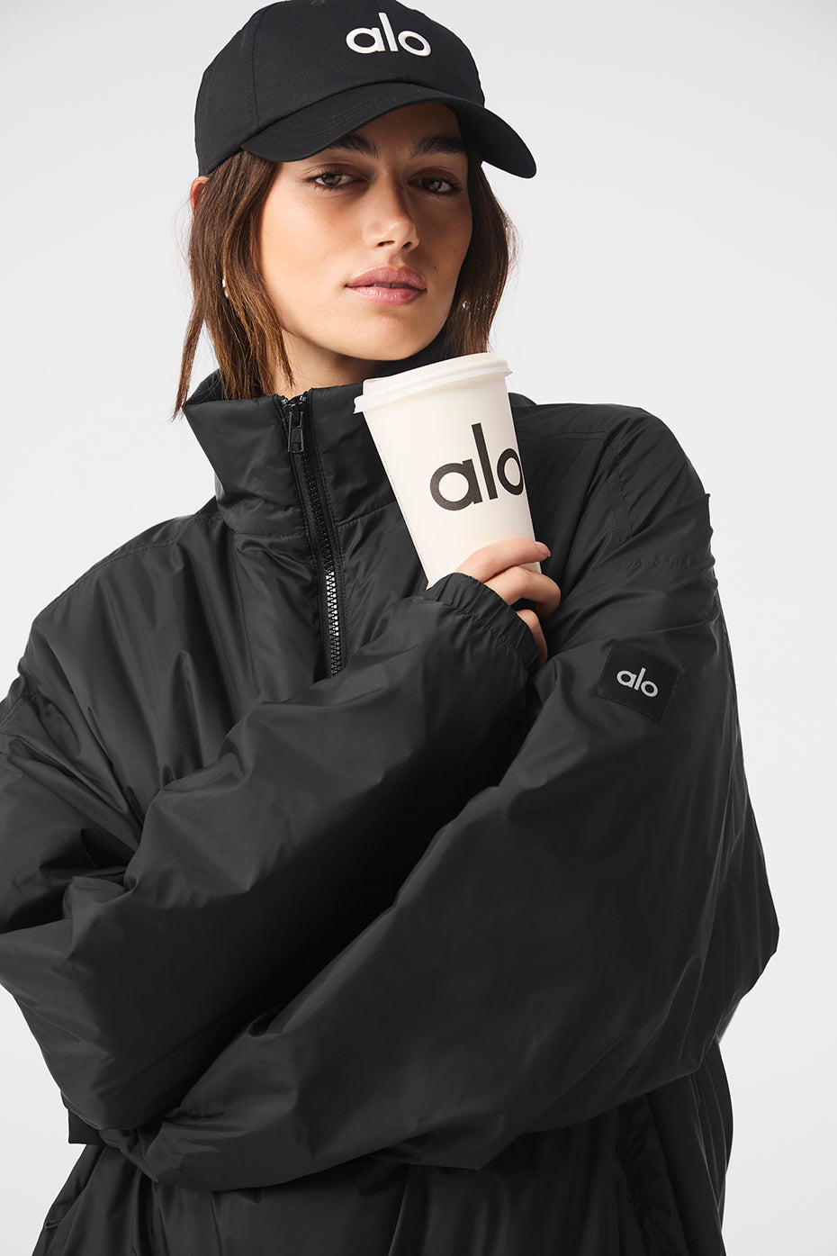 Latitude Light Weight 1/2 Zip Pullover Jacket - Black — photo 2
