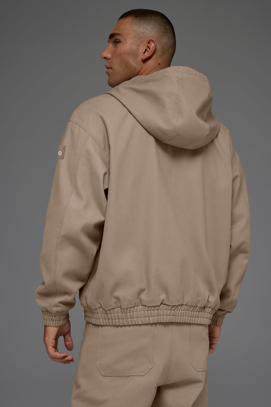 Cotton Canvas Full Zip Hoodie - Gravel — photo 4