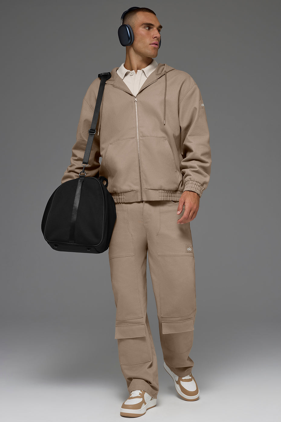 Cotton Canvas Full Zip Hoodie - Gravel — photo 5