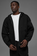 Cotton Canvas Full Zip Hoodie - Black — photo 1