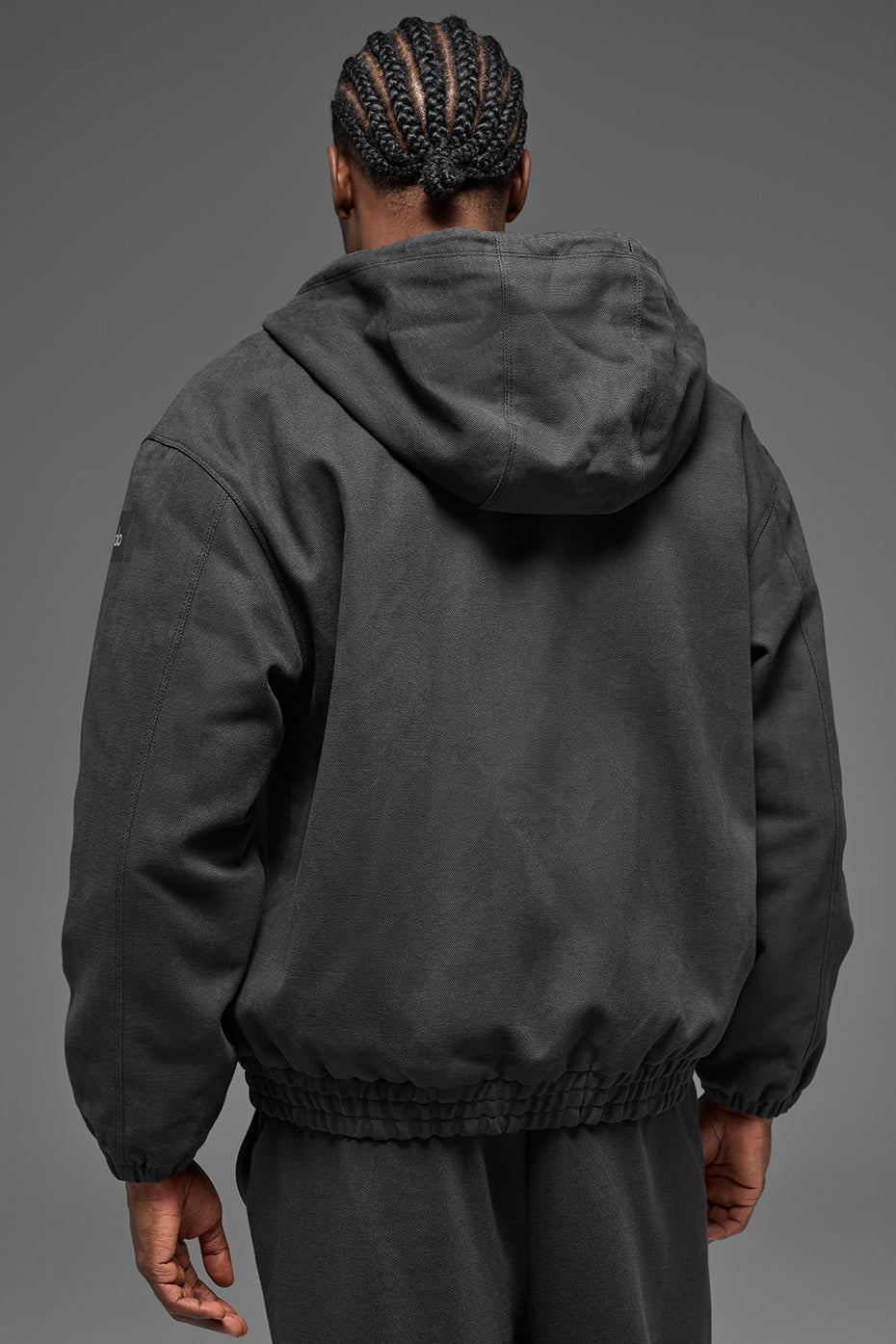 Cotton Canvas Full Zip Hoodie - Anthracite — photo 3