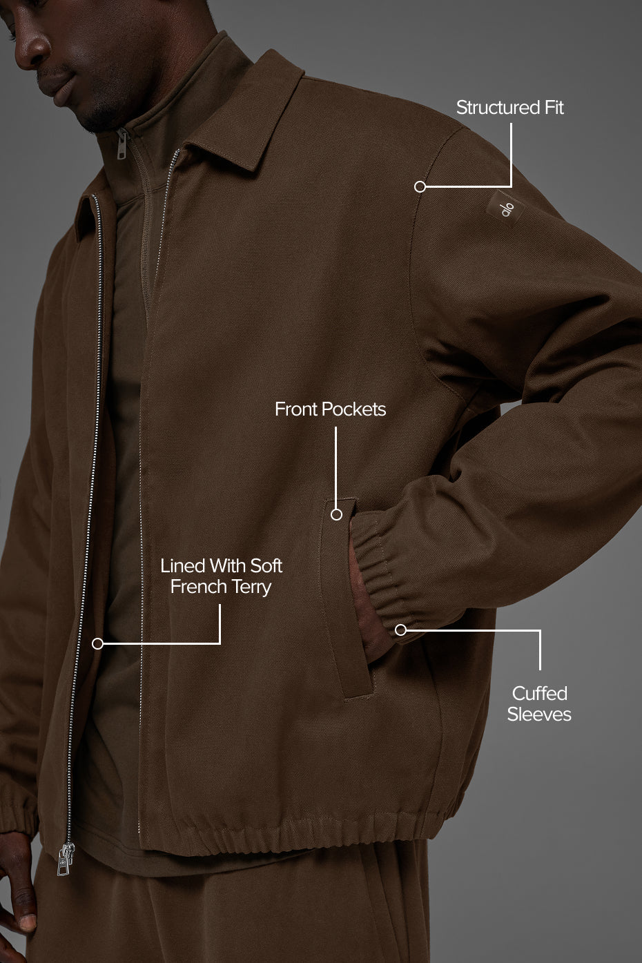 Cotton Canvas Coaches Jacket - Espresso — photo 2