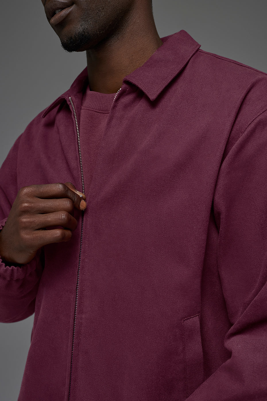 Cotton Canvas Coaches Jacket - Burgundy — photo 2