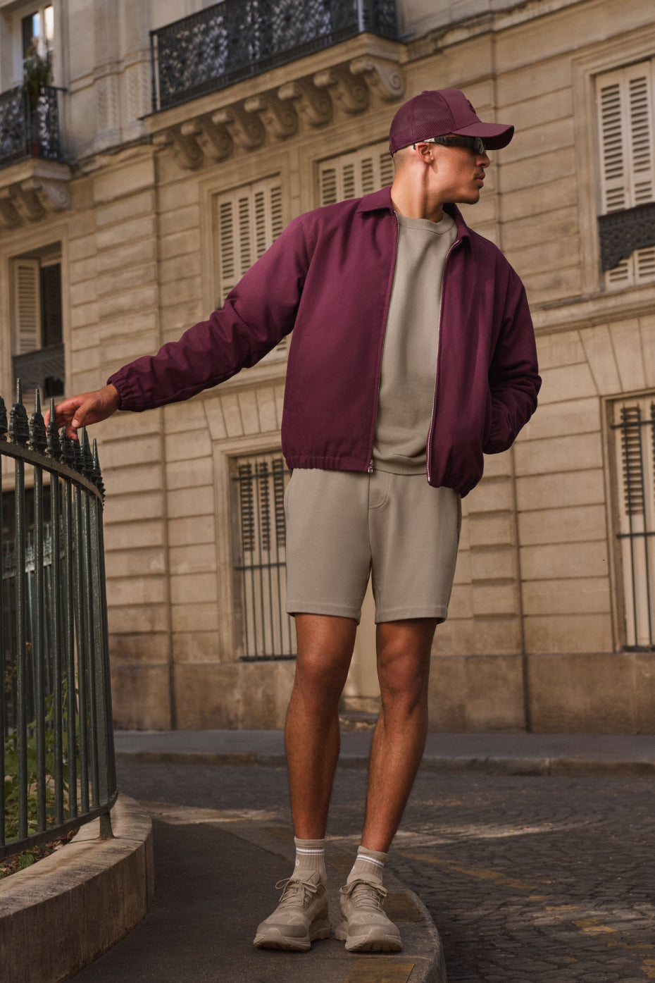 Cotton Canvas Coaches Jacket - Burgundy — photo 1