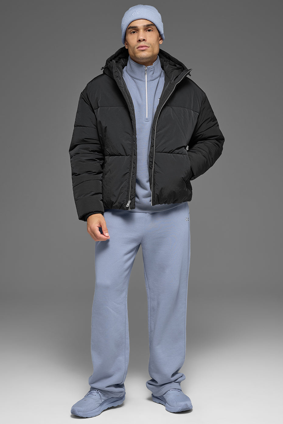 Crinkle Nylon Hooded Stage Puffer - Black — photo 5