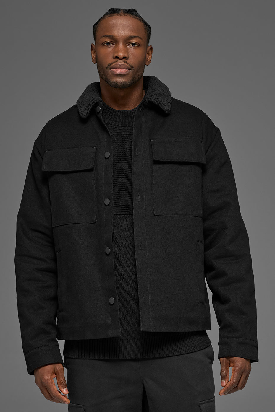 Canvas Utility Shacket - Black — photo 3