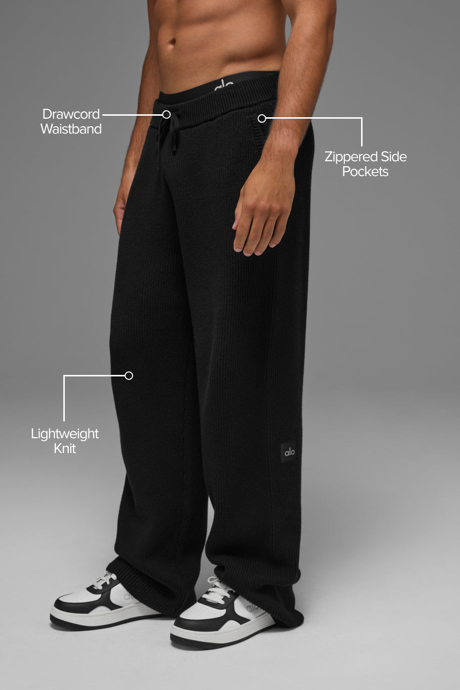 Domain Rib Knit Sweatpant - Black — photo 2