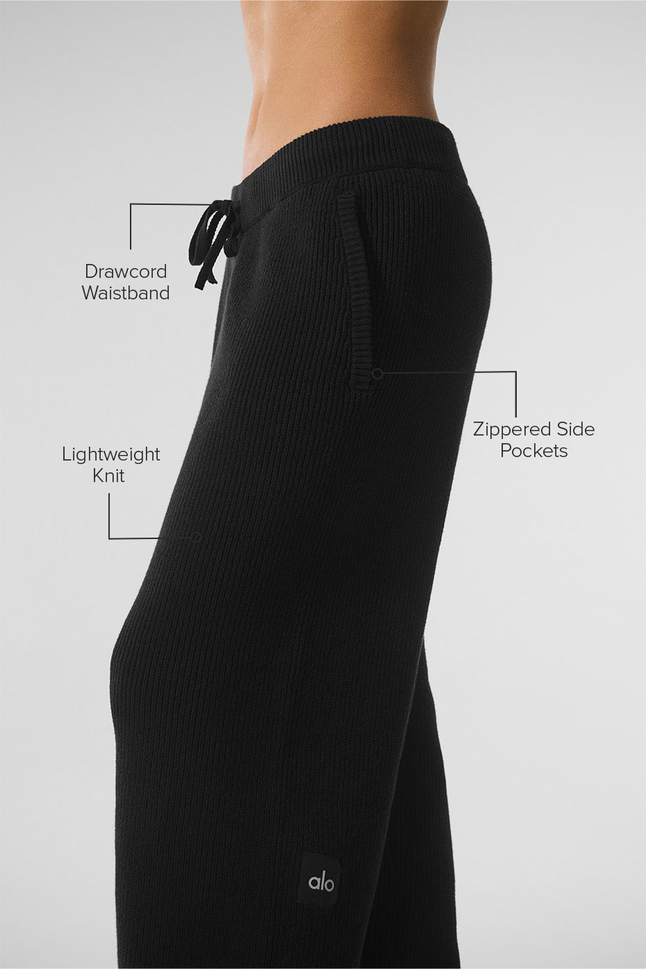 Domain Rib Knit Sweatpant - Black — photo 2
