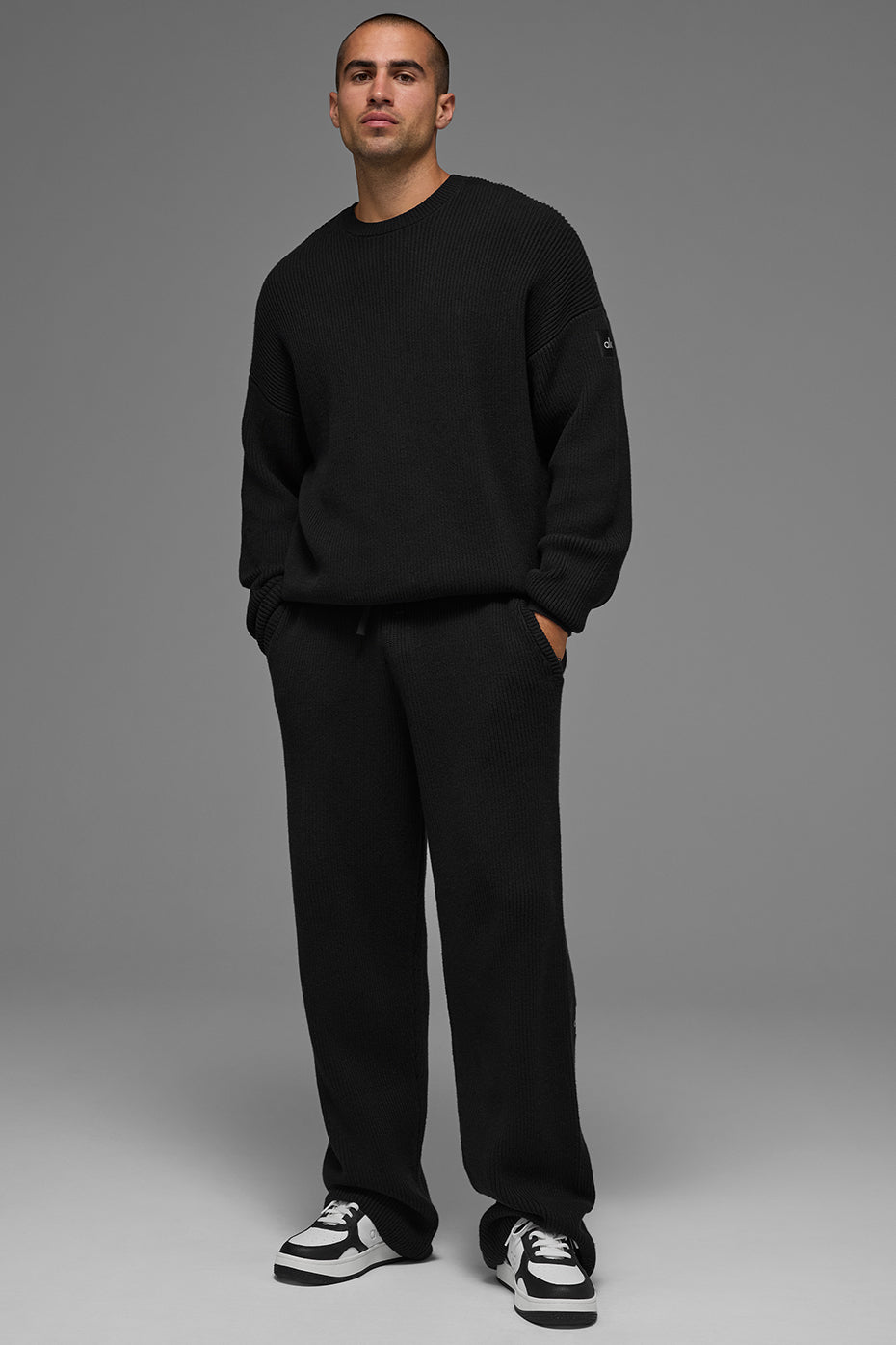Domain Rib Knit Sweatpant - Black — photo 4
