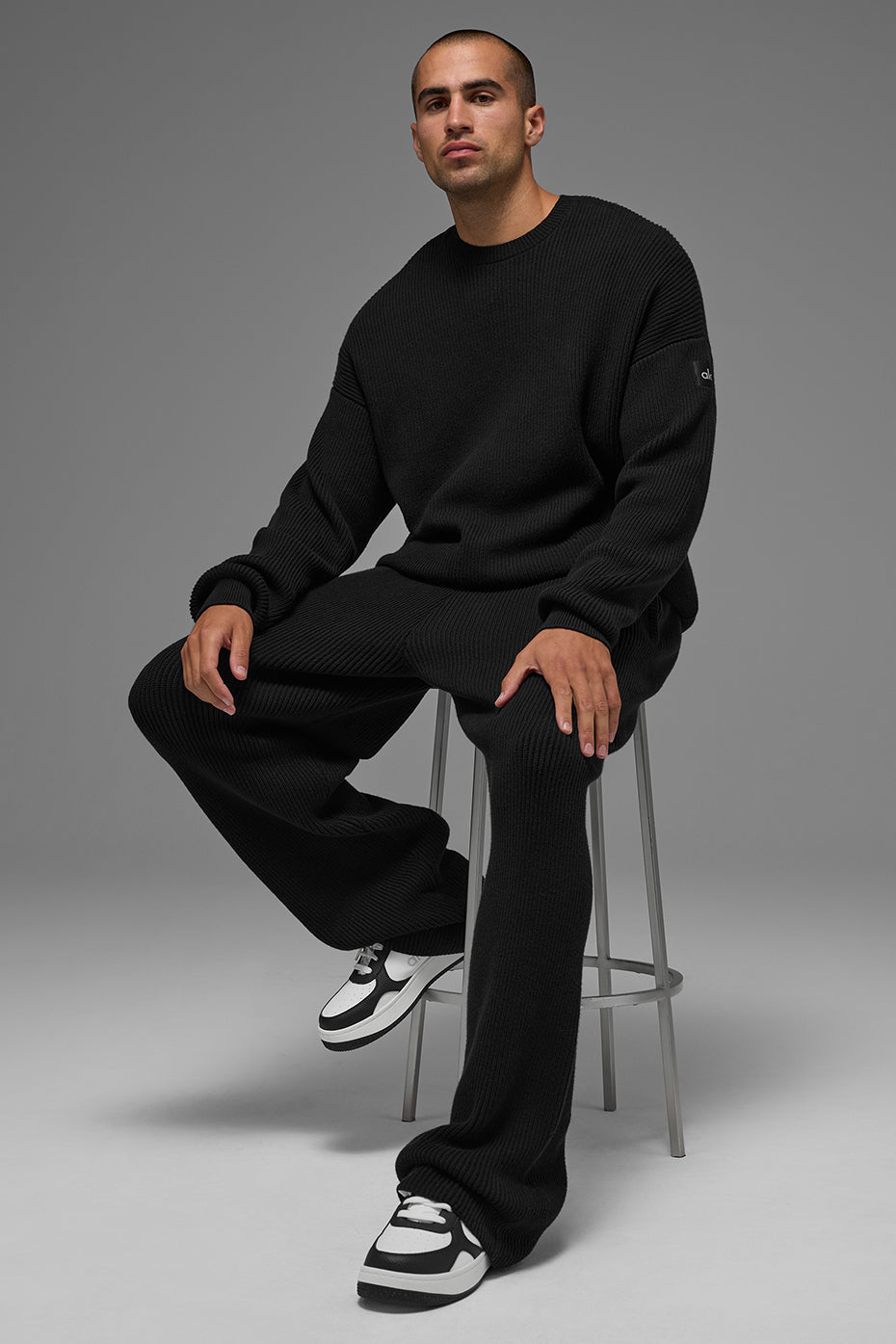 Domain Rib Knit Sweatpant - Black — photo 5