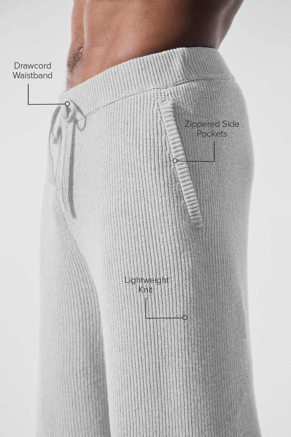 Domain Rib Knit Sweatpant - Athletic Heather Grey — photo 2