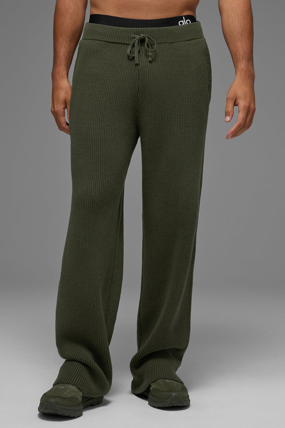 Domain Rib Knit Sweatpant - Green Olive — photo 2