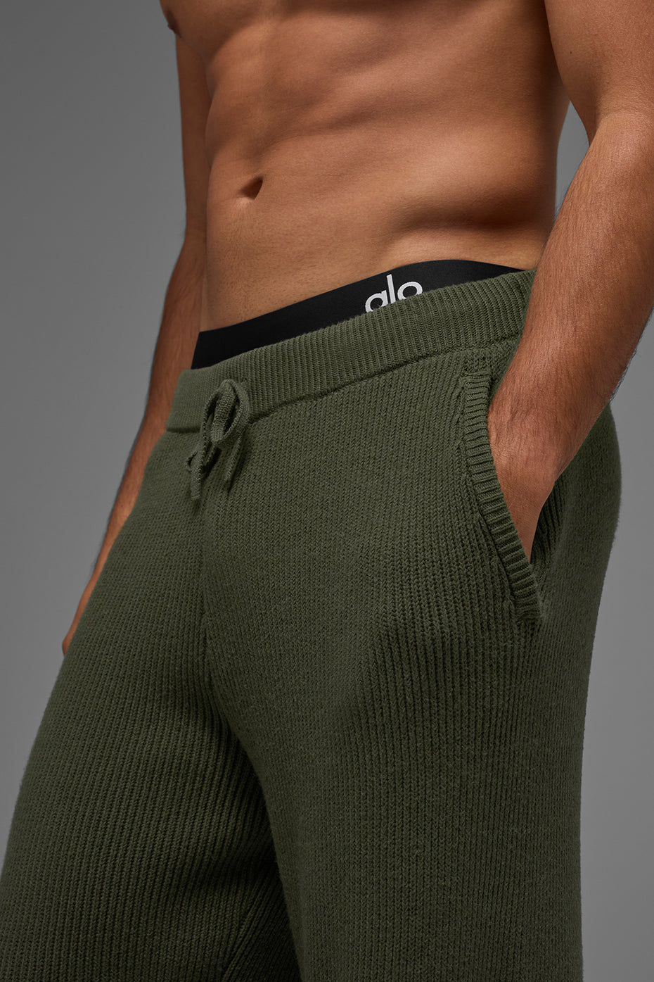 Domain Rib Knit Sweatpant - Green Olive — photo 3