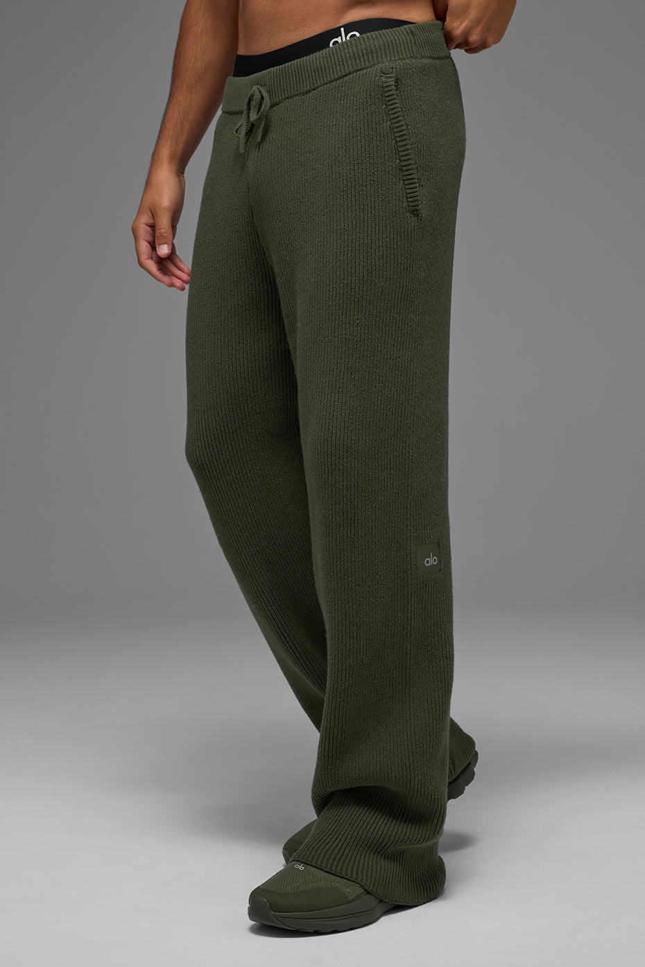 Domain Rib Knit Sweatpant - Green Olive — photo 5