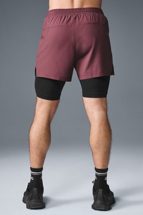 5" Revival 2-in-1 Short - Burgundy Truffle/Black — photo 2