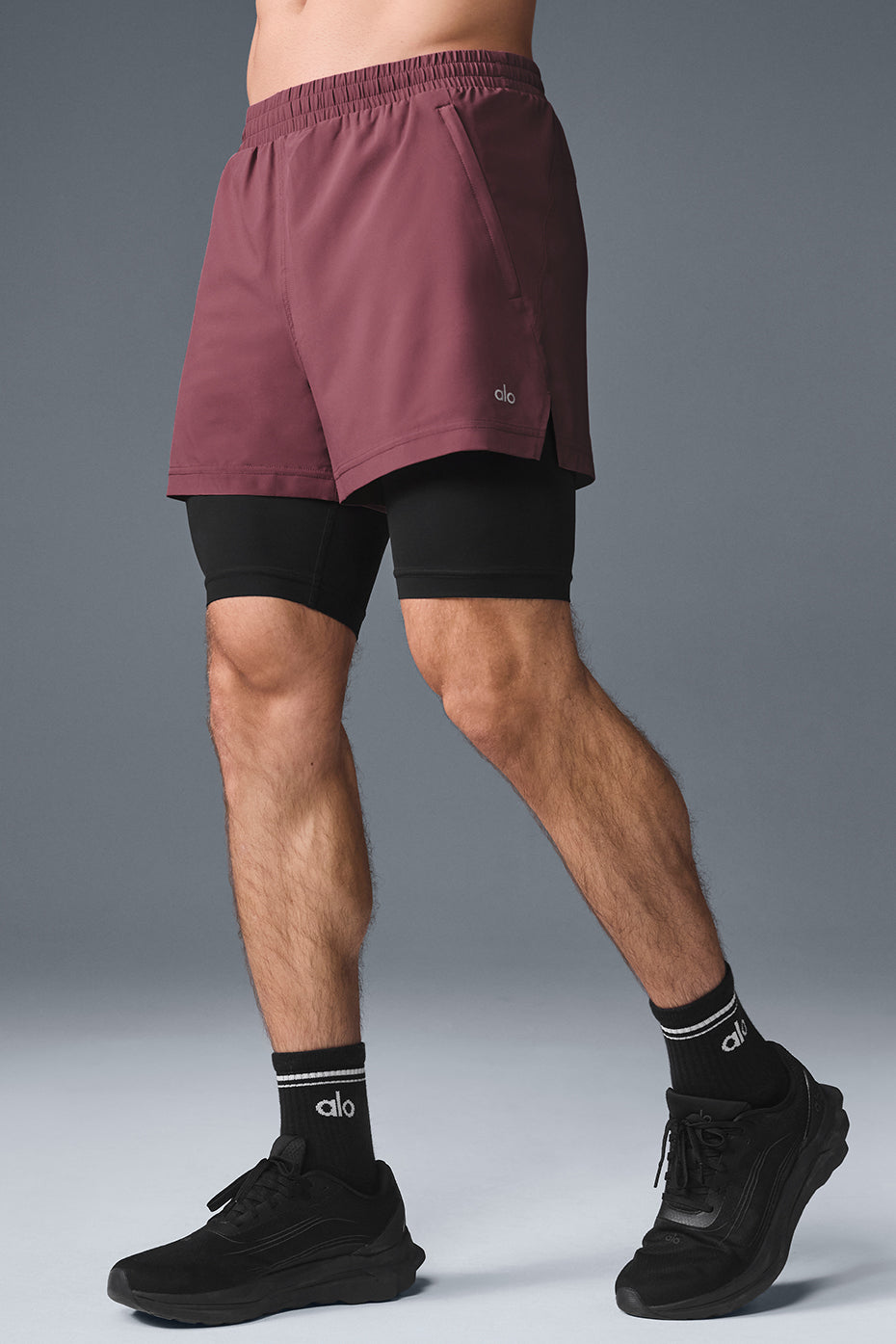 5" Revival 2-in-1 Short - Burgundy Truffle/Black — photo 3