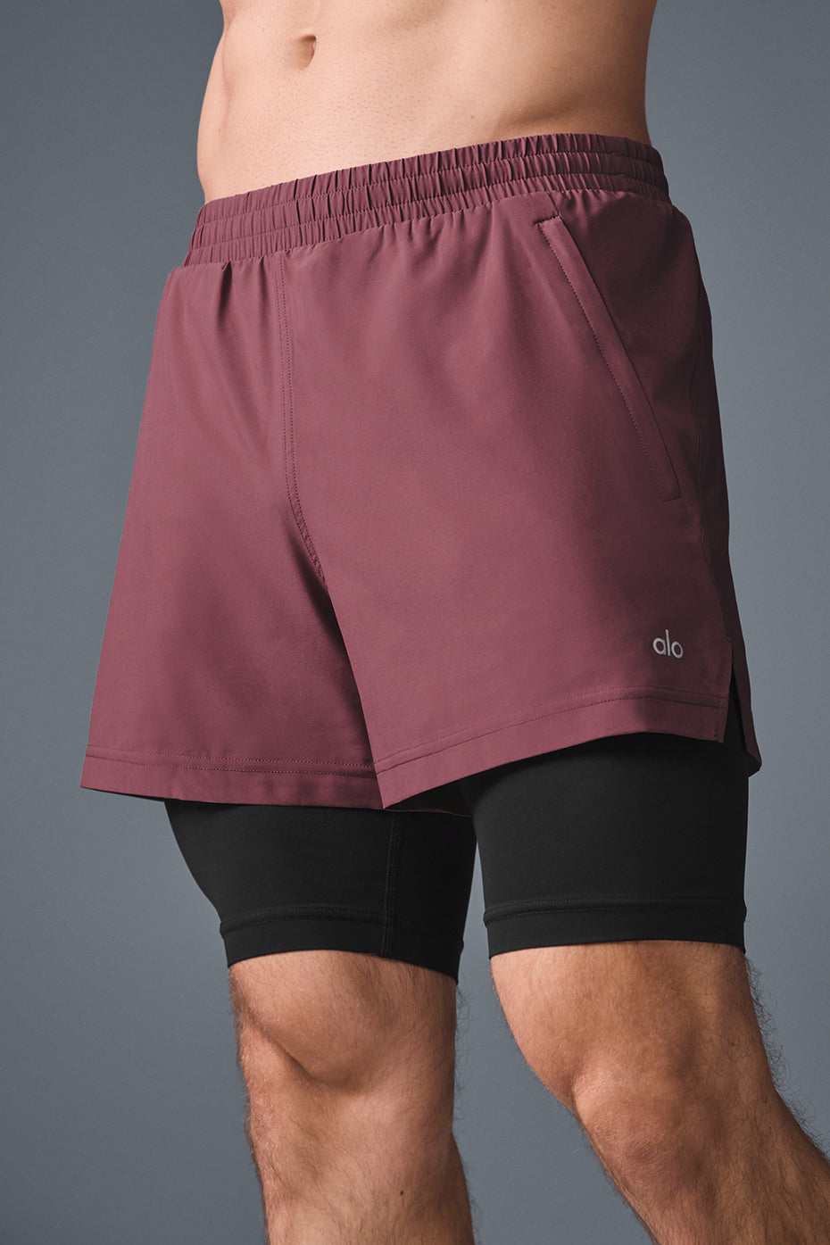5" Revival 2-in-1 Short - Burgundy Truffle/Black — photo 4