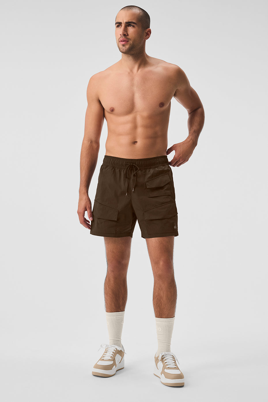 7" Crinkle Nylon Excursion Cargo Short - Espresso — photo 4
